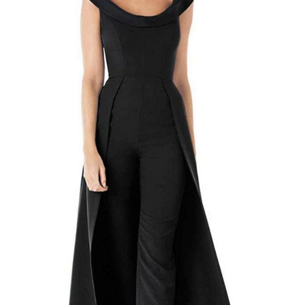 Kay Unger Blk Sleeveless Scoop Neck w/Walk Thru Jumpsuit NEW SIZE 10 Tall